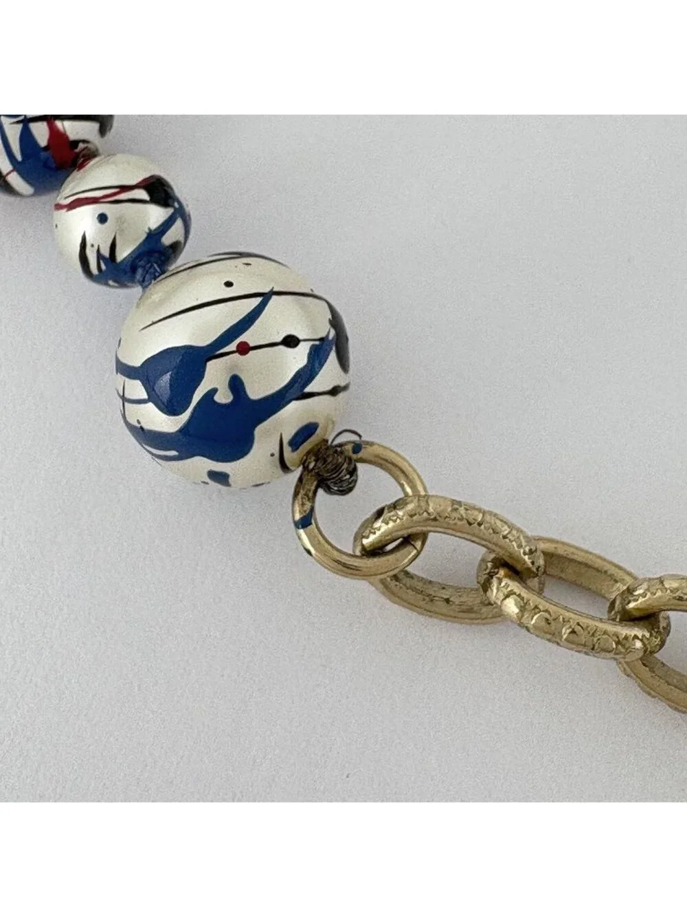 Chanel Necklace CC Logo Long Paint Faux Pearl Gold